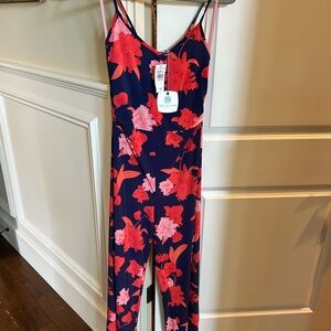 Tori Richard Brady Jumpsuit in Navy and Red